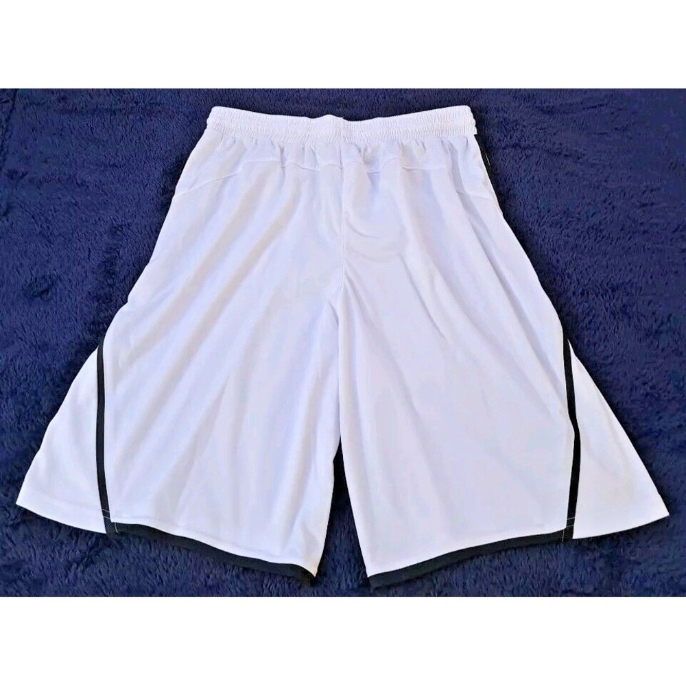 Alleson‎ Athletic Shorts Adult Lg Men's White/Black Elastic Waist Drawstring